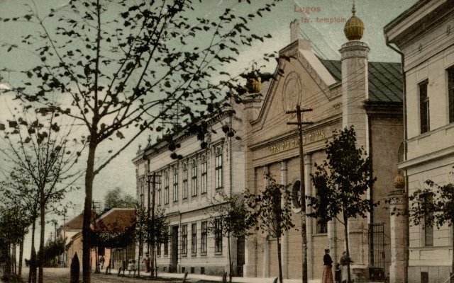 A lugosi zsinagóga 1907-es képeslapon
